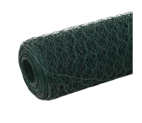 vidaXL Alambrada de gallinero acero con revestimiento PVC verde 25x2 m