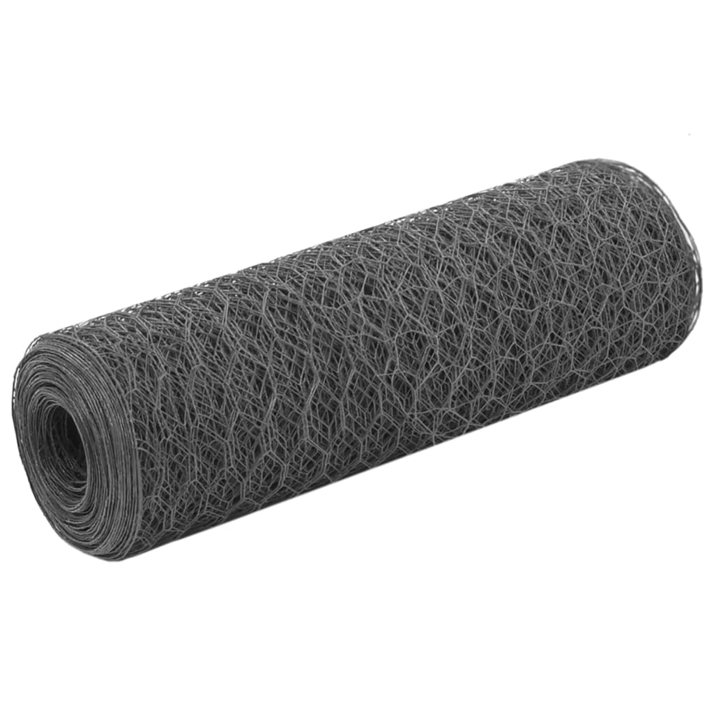 vidaXL Pletivo ke kurníku ocel PVC vrstva 25 x 0,5 m šedé