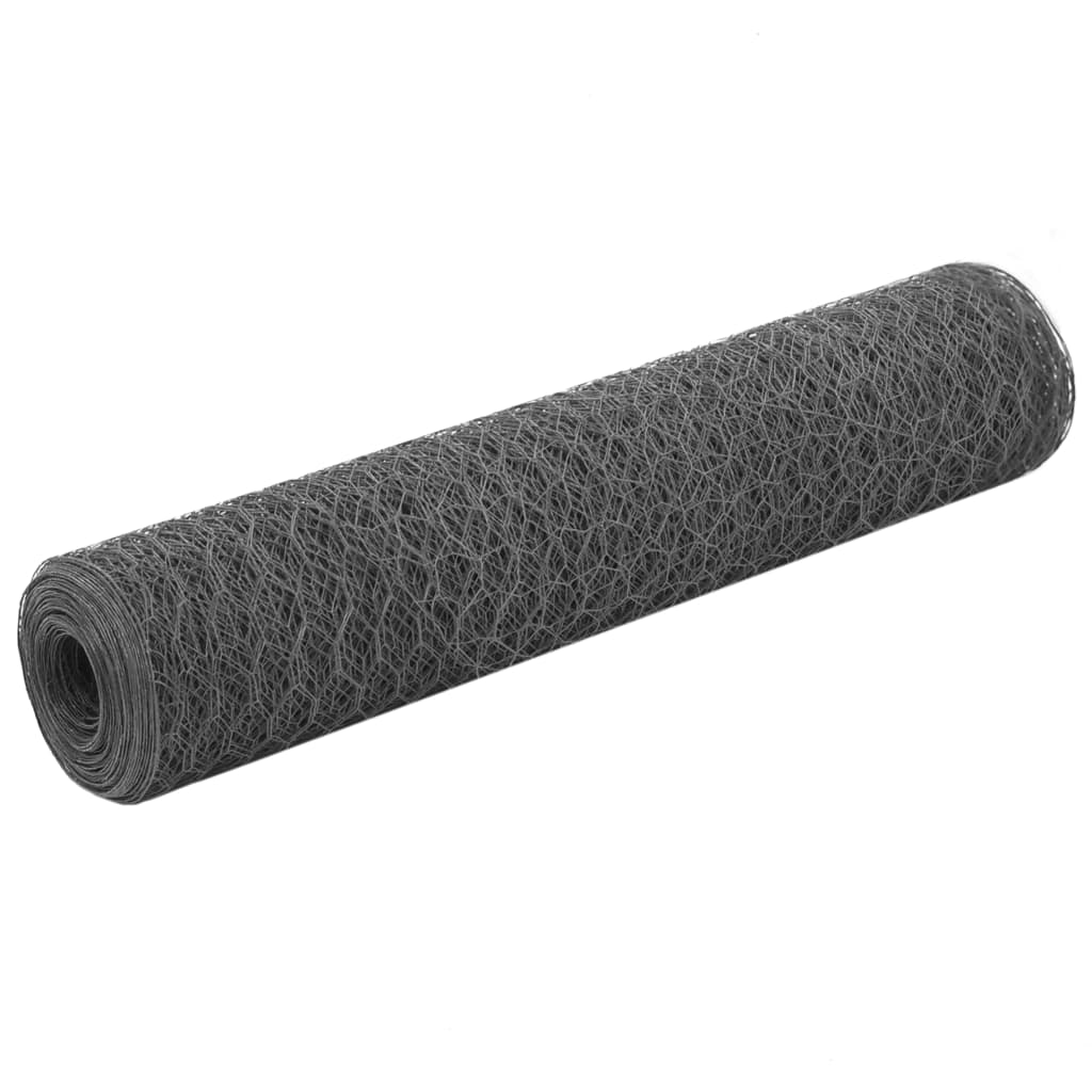 vidaXL Plasă de sârmă găini, gri, 25 x 0,75 m, oțel cu înveliș PVC