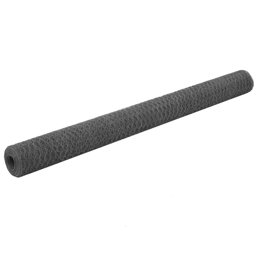 vidaXL Pletivo ke kurníku ocel s PVC povlakem 25 x 1,5 m šedé