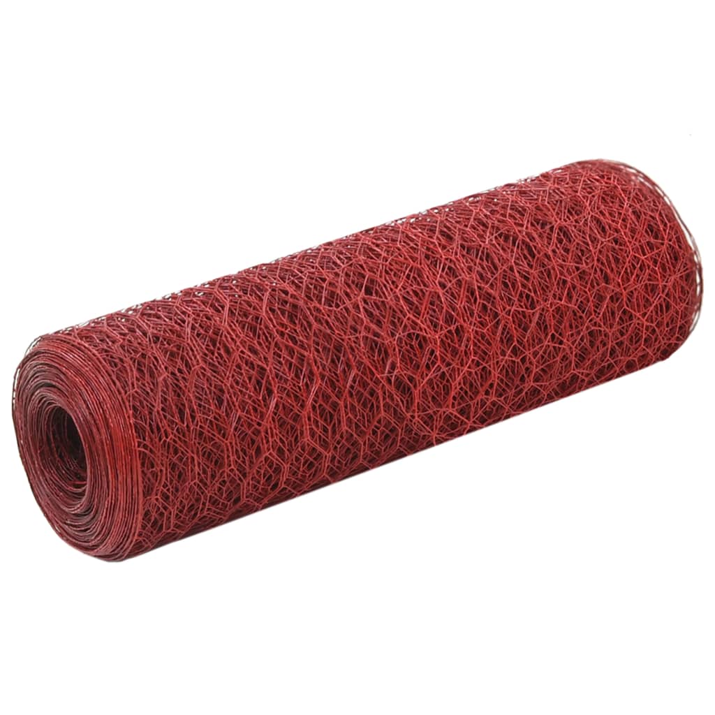 Grillage Acier avec revêtement en PVC 25x0,5 m Rouge