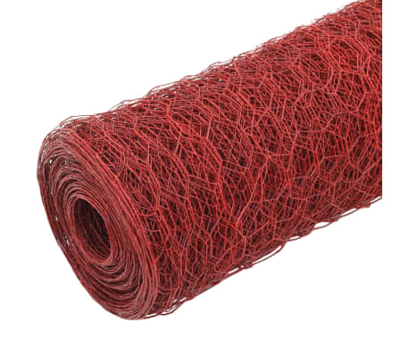 vidaXL Hönsnät stål med PVC-beläggning 25x1 m röd