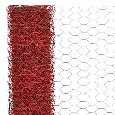 vidaXL Cerca arame galinheiro 25x1,2m aço c/ revestimento PVC vermelho[3/4]