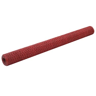 vidaXL Cerca arame galinheiro 25x1,5m aço c/ revestimento PVC vermelho[1/4]