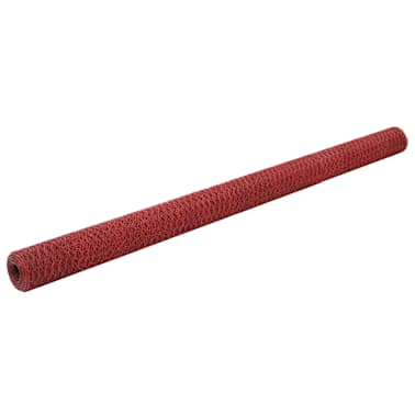 vidaXL Cerca arame galinheiro 25x2 m aço c/ revestimento PVC vermelho[1/4]