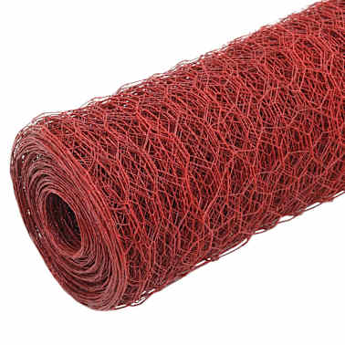 vidaXL Cerca arame galinheiro 25x2 m aço c/ revestimento PVC vermelho[2/4]