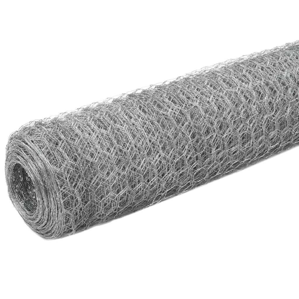 vidaXL Plasă de sârmă găini, argintiu, 25 x 1,5 m, oțel galvanizat