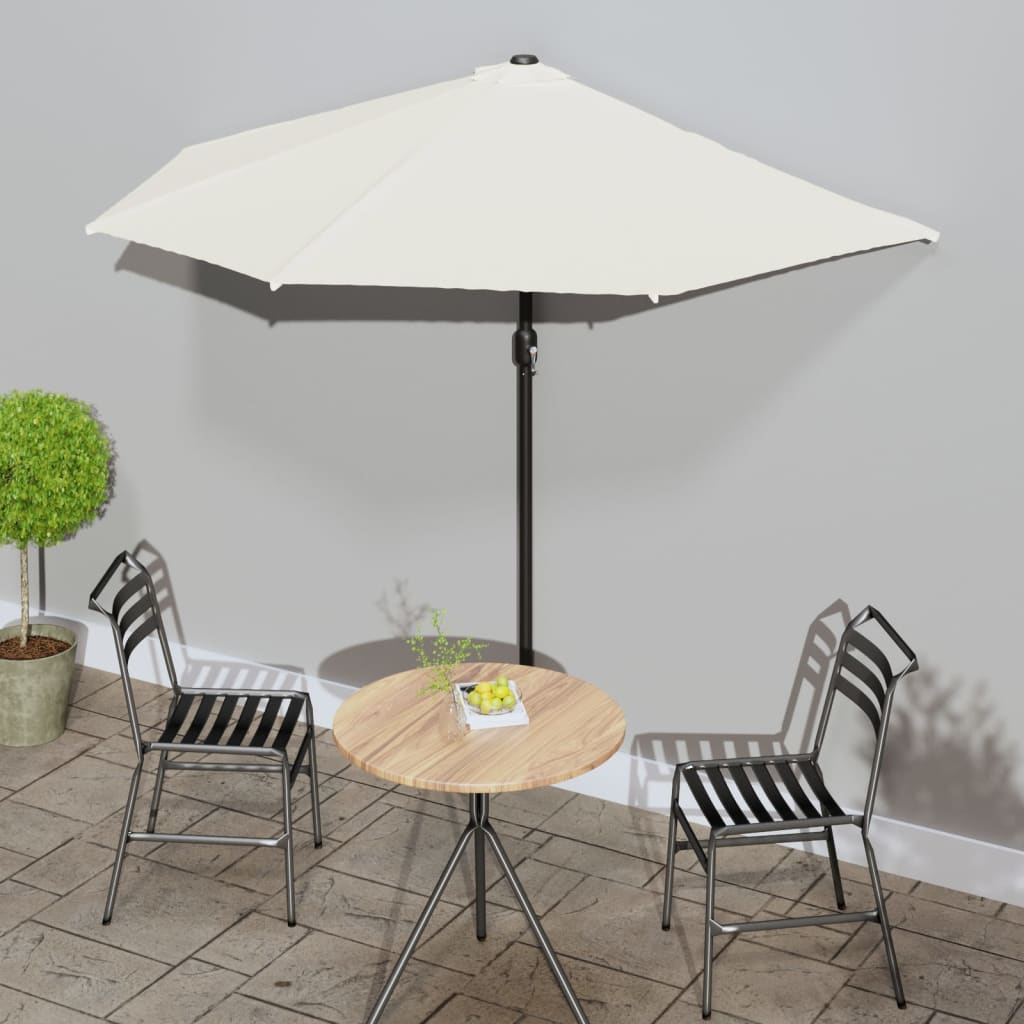 vidaXL Balkon-Sonnenschirm mit Alu-Mast Sandfarben 270x144 cm Halbrund