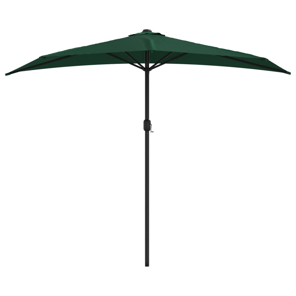 vidaXL Балконски чадър с алуминиев прът, зелен, 270x144 см, половин