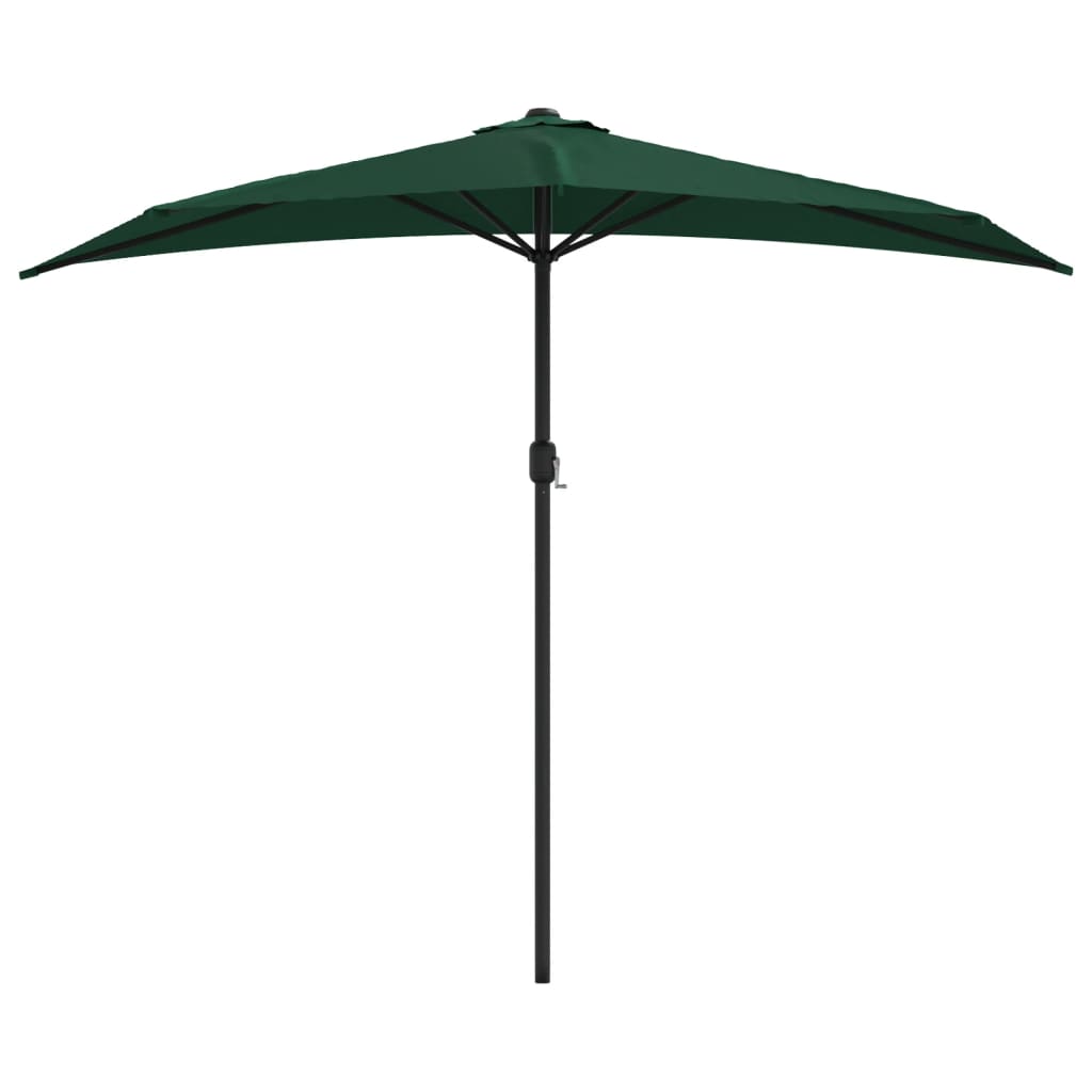 vidaXL Tuinparasol half met aluminium paal 270x135 cm groen