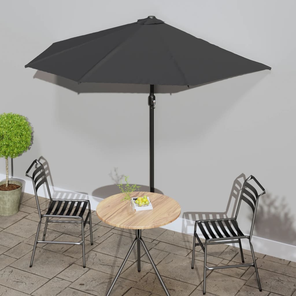 vidaXL Umbrelă de soare de balcon, tijă aluminiu, antracit, 270x144 cm