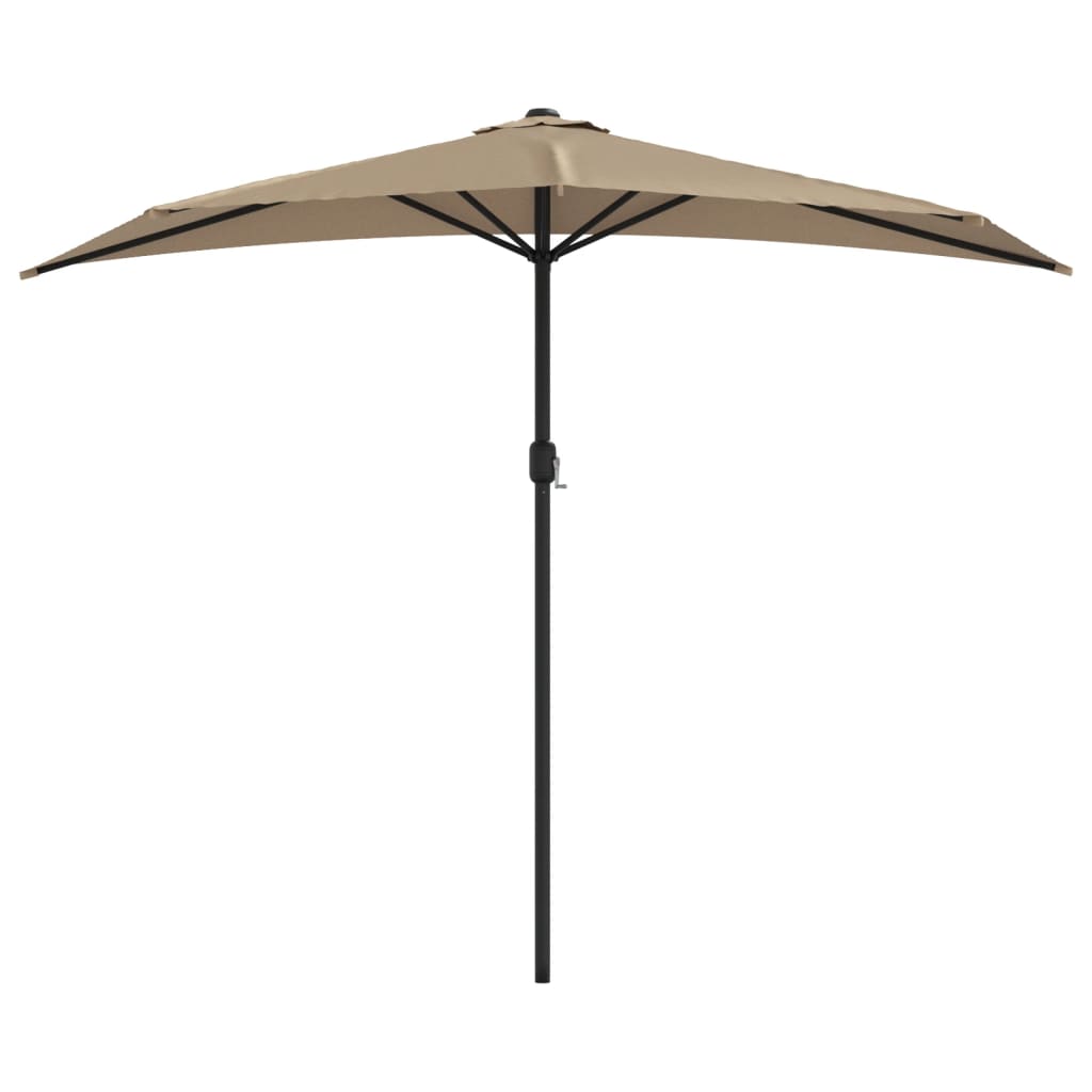 

vidaXL Balkonparasol half met aluminium paal 270x135 cm taupe