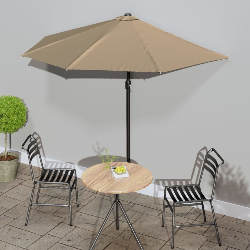 vidaXL Umbrelă de soare de balcon, tijă aluminiu gri taupe, 270x135 cm vidaxl.ro
