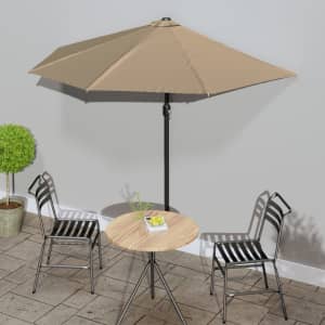 Slunečník na balkon hliníková tyč taupe 270 x 144 cm půlkruh - obrázek 1