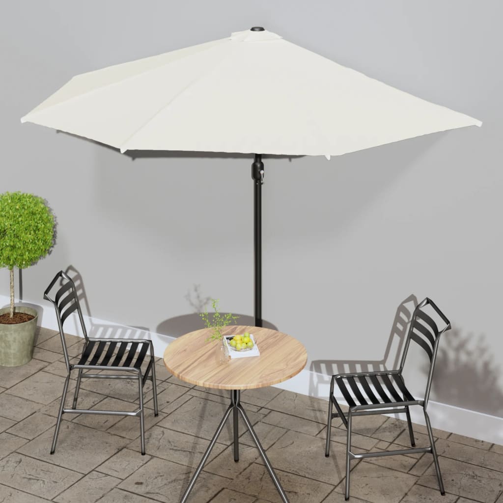 Balkon-Sonnenschirm mit Alu-Mast Sandfarben 300×155 cm Halbrund