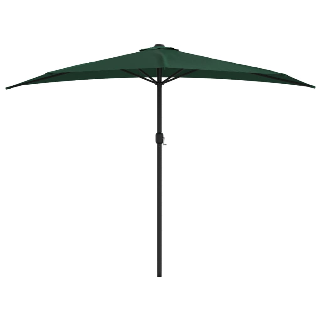 VidaXL - vidaXL Tuinparasol half met aluminium paal 300x150 cm groen