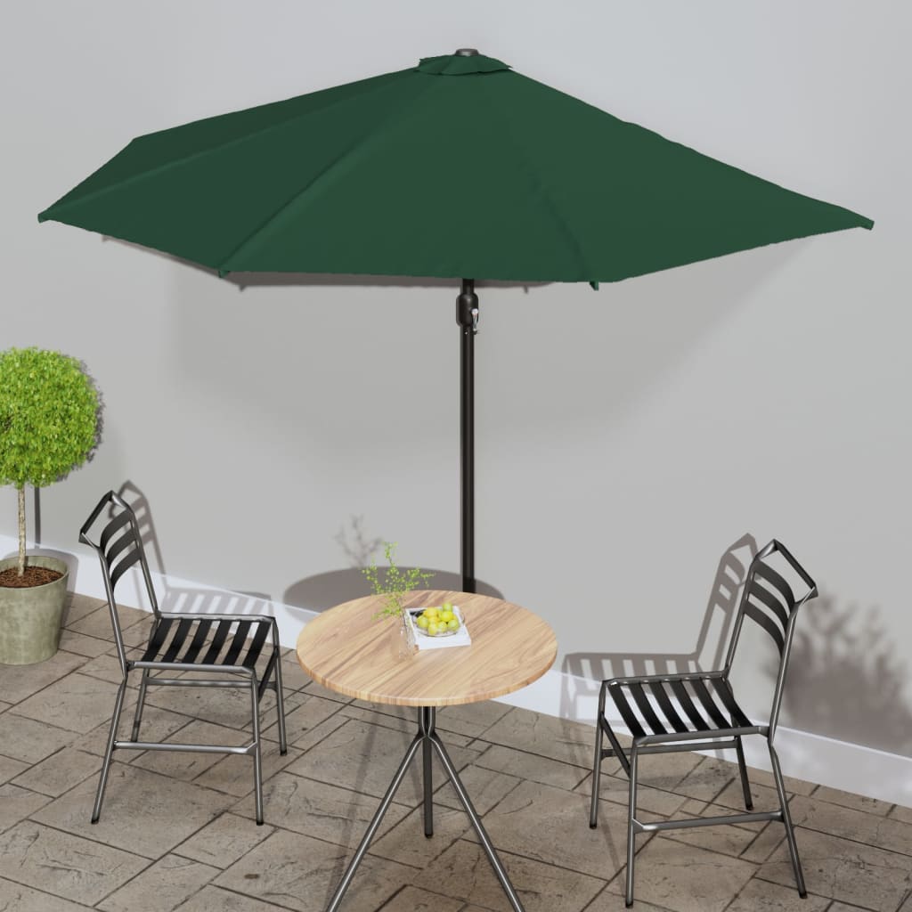 Balkon-Sonnenschirm mit Alu-Mast Grün 300×150 cm Halbrund kaufen