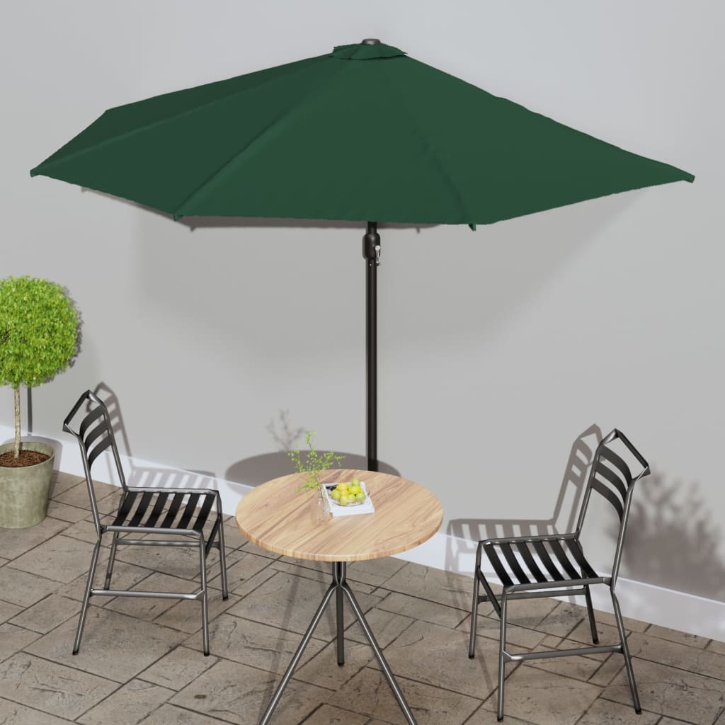 vidaXL Balkon-Sonnenschirm mit Alu-Mast Grün 300x155 cm Halbrund