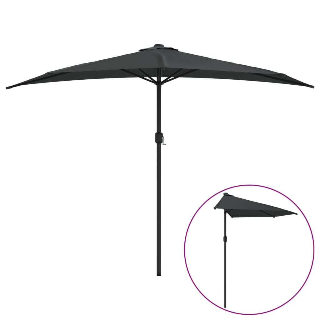 Umbrelă de soare de balcon, tijă aluminiu, antracit, 300x155 cm