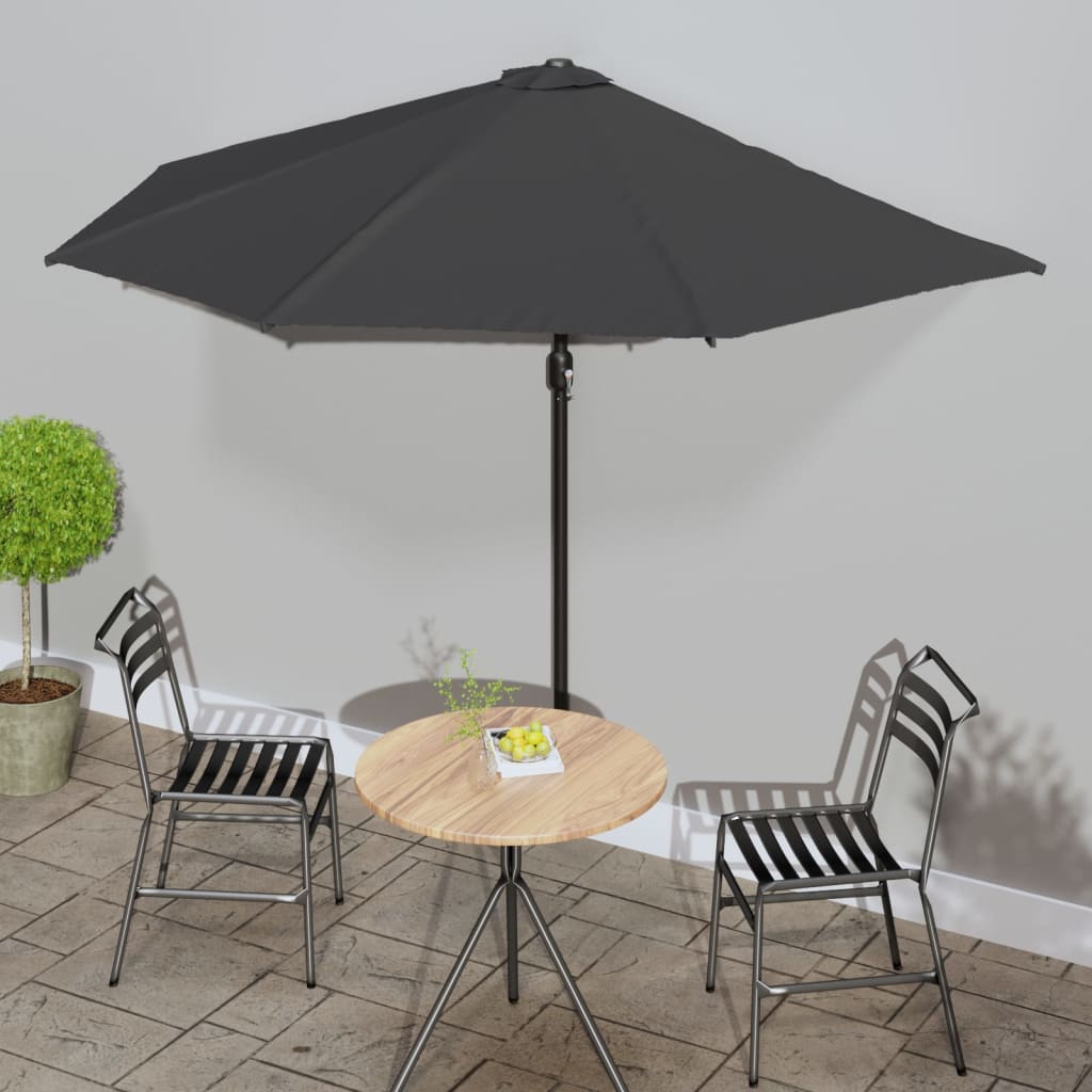 Półparasol balkonowy na słupku z aluminium, 300x155cm, antracyt