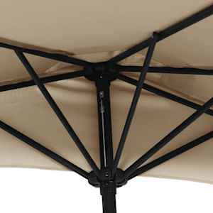 Slunečník na balkon hliníková tyč taupe 300 x 155 cm půlkruh - obrázek 6
