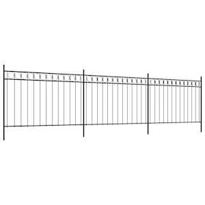 vidaXL Tvoros segmentai su stulpais, juodos sp., 6x1,3m, plienas