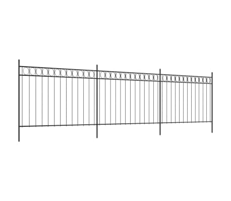 vidaXL hegnspaneler med stolper st&aring;l 6 x 1,5 m sort