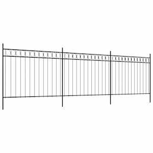 vidaXL Tvoros segmentai su stulpais, juodos sp., 6x1,7m, plienas