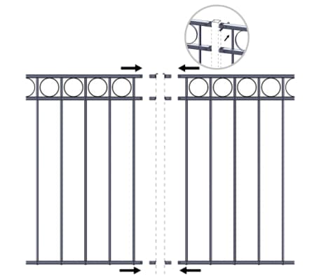 vidaXL Tvoros segmentas, juodos spalvos, 1,96x0,8m, plienas