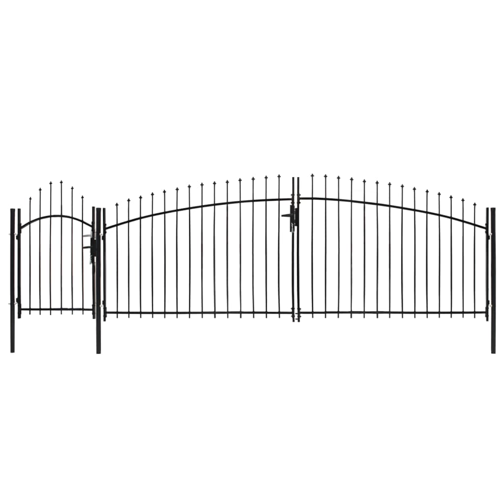 vidaXL Puerta de jardín con arco superior 1,5x5 m acero negro 1.5 m