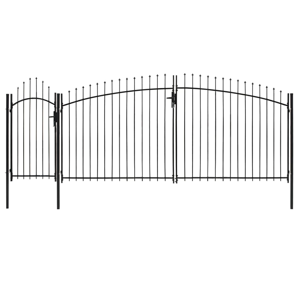 vidaXL Puerta de jardín con arco superior 2,45x5 m acero negro 2.45 m