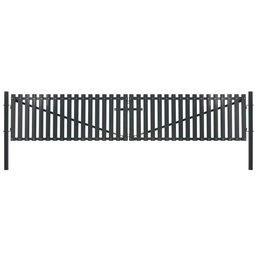 vidaXL Cancela de valla de doble puerta acero 400x125 cm antracita Gris N/A