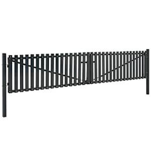 vidaXL Dvigubi vartai, antracito spalvos, 400x125cm, plienas