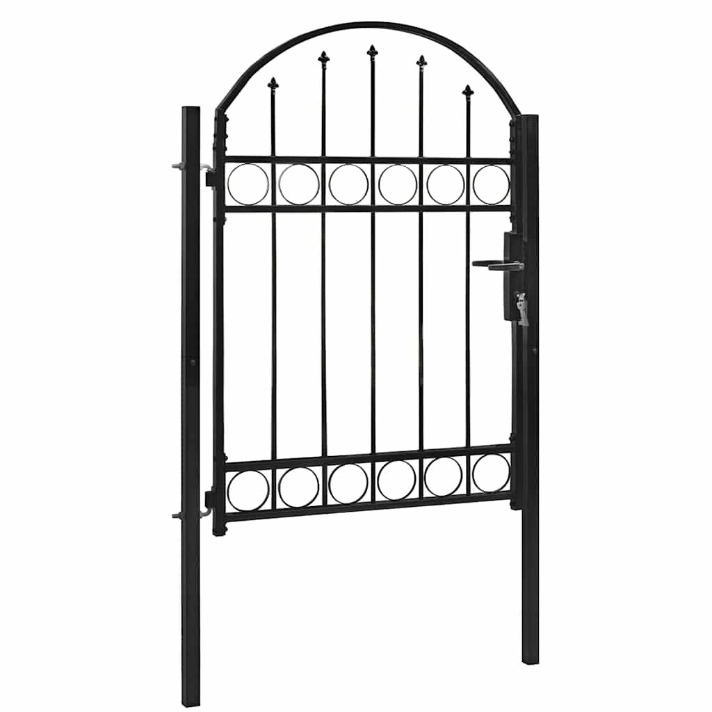 vidaXL Plotová branka s klenutým vrškem ocelová 104 x 125 cm černá