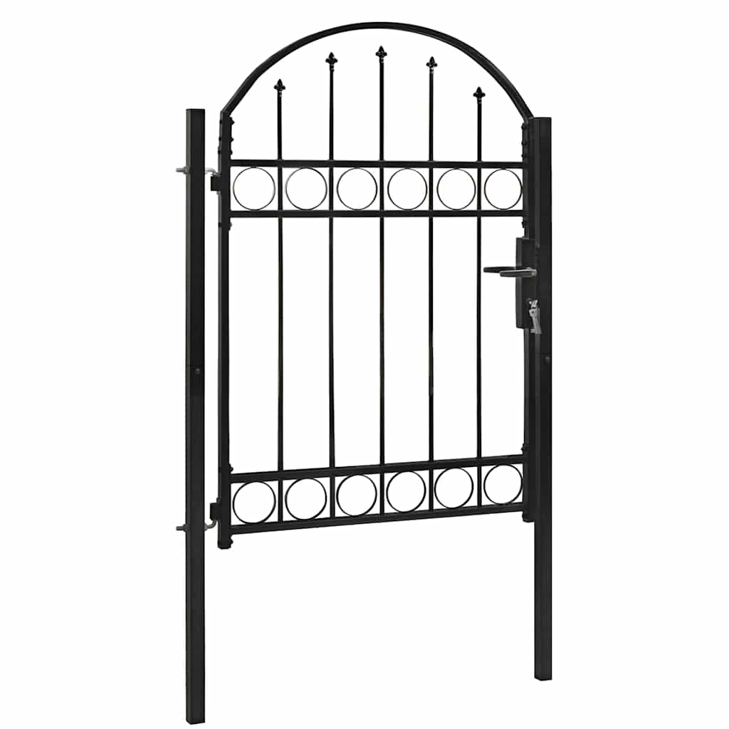 vidaXL Plotová branka s klenutým vrškem ocelová 104 x 125 cm černá