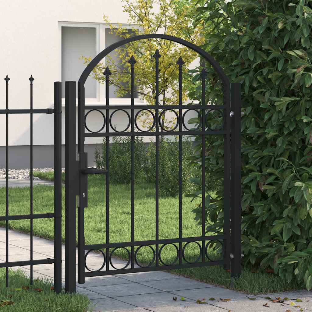 vidaXL Zauntor mit Gewölbter Spitze Stahl 100 x 125 cm Schwarz