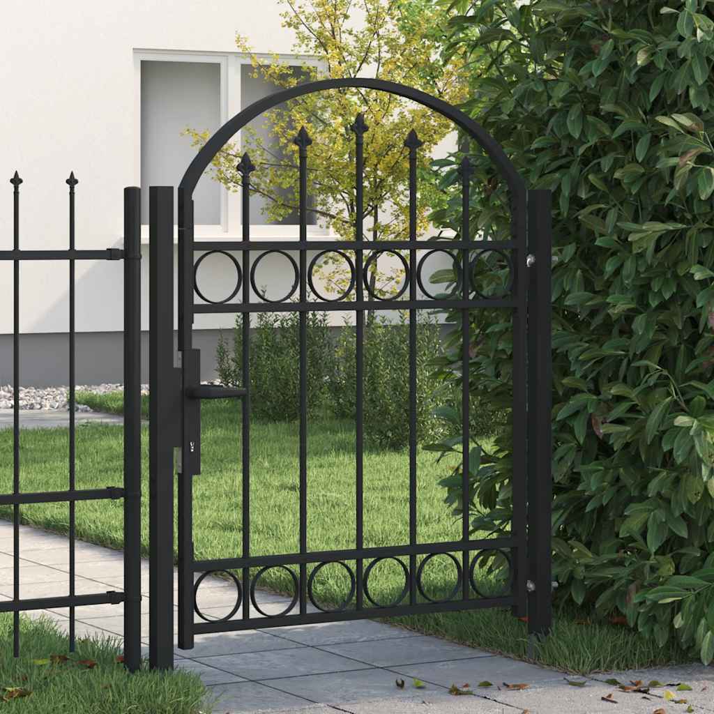 vidaXL Zauntor mit gewölbter Oberseite Stahl 104 x 125 cm Schwarz