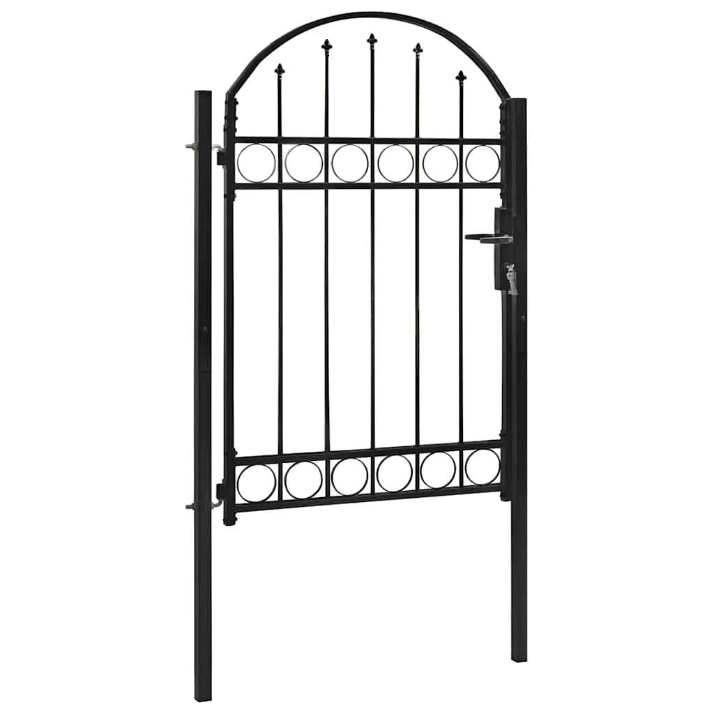 Portail de jardin avec dessus arqué Acier 1 x 1,5 m Noir