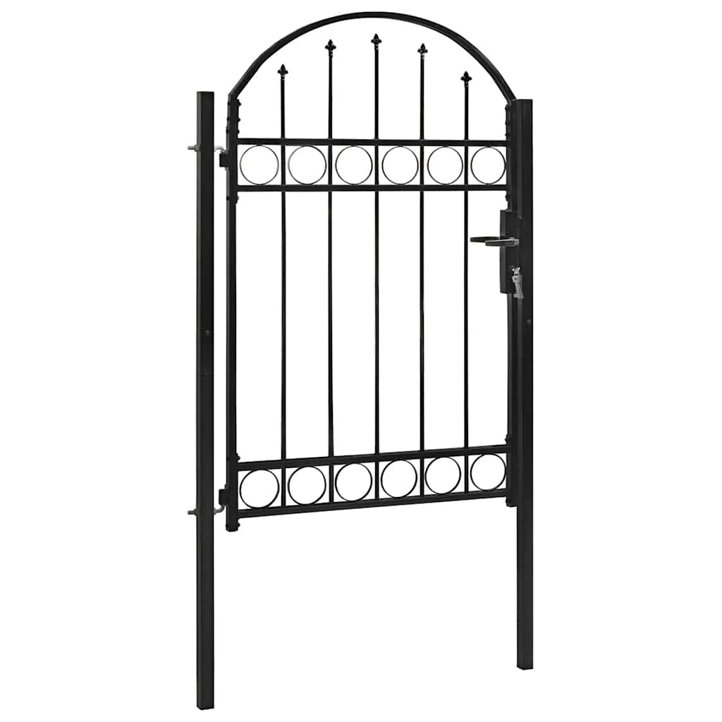 vidaXL Plotová brána ASSEN s klenutým vrškem ocelová 102 x 150 cm černá