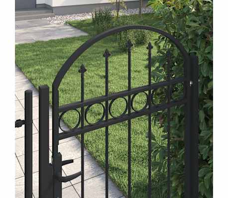 vidaXL Fence Gate Assen with Arched Top Steel 102x150 cm Black