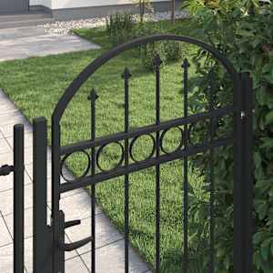 vidaXL Fence Gate Assen with Arched Top Steel 102x150 cm Black