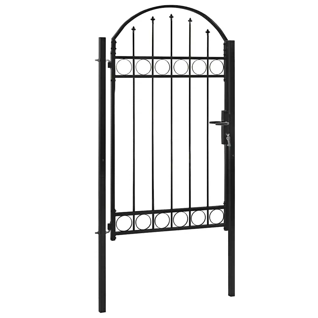 vidaXL Plotová branka s klenutým vrškem ocelová 104 x 175 cm černá