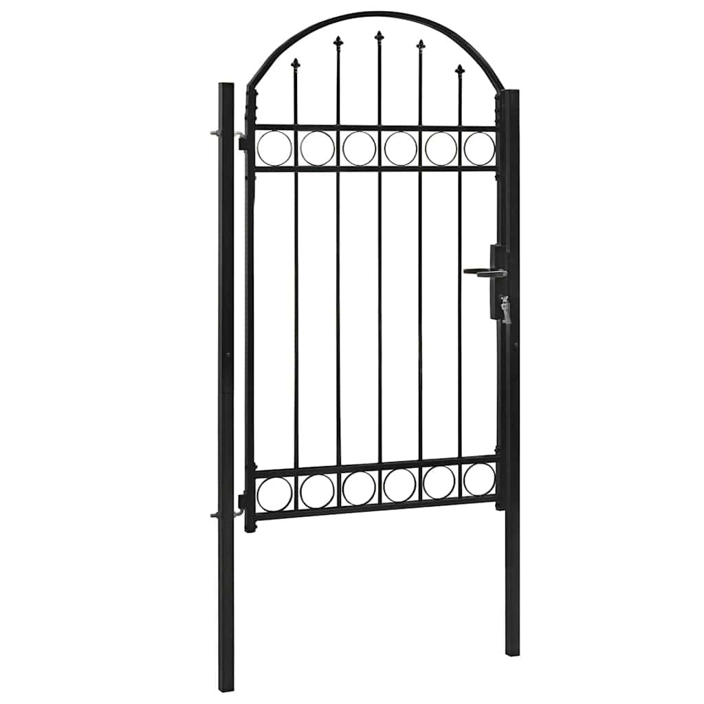 vidaXL Plotová branka s klenutým vrškem ocelová 104 x 175 cm černá