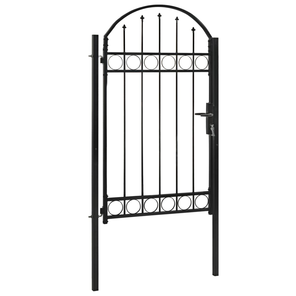 vidaXL Poartă de gard cu arcadă, negru, 100 x 175 cm, oțel