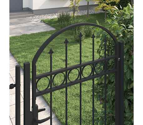 vidaXL Portail de cl&ocirc;ture ASSEN avec partie sup&eacute;rieure cintr&eacute;e en acier noir 102 x 175 cm
