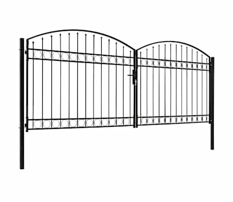 vidaXL Fence Gate Assen Double Door with Arched Top Steel 400x175 cm