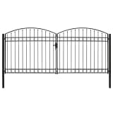 vidaXL Gartentor mit Pfosten Zauntor Metalltor Hoftor Doppelfl/ügeltor Einfahrtstor Gartenzaun Tor Gartent/ür Gartenpforte Pforte Stahl 350x100 cm