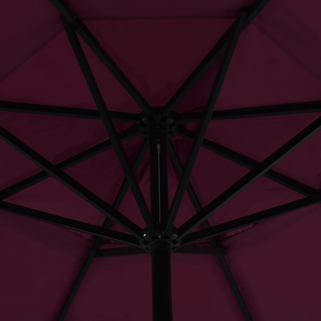 Parasol ogrodowy 500x385cm, bordowy, UV, aluminiowy