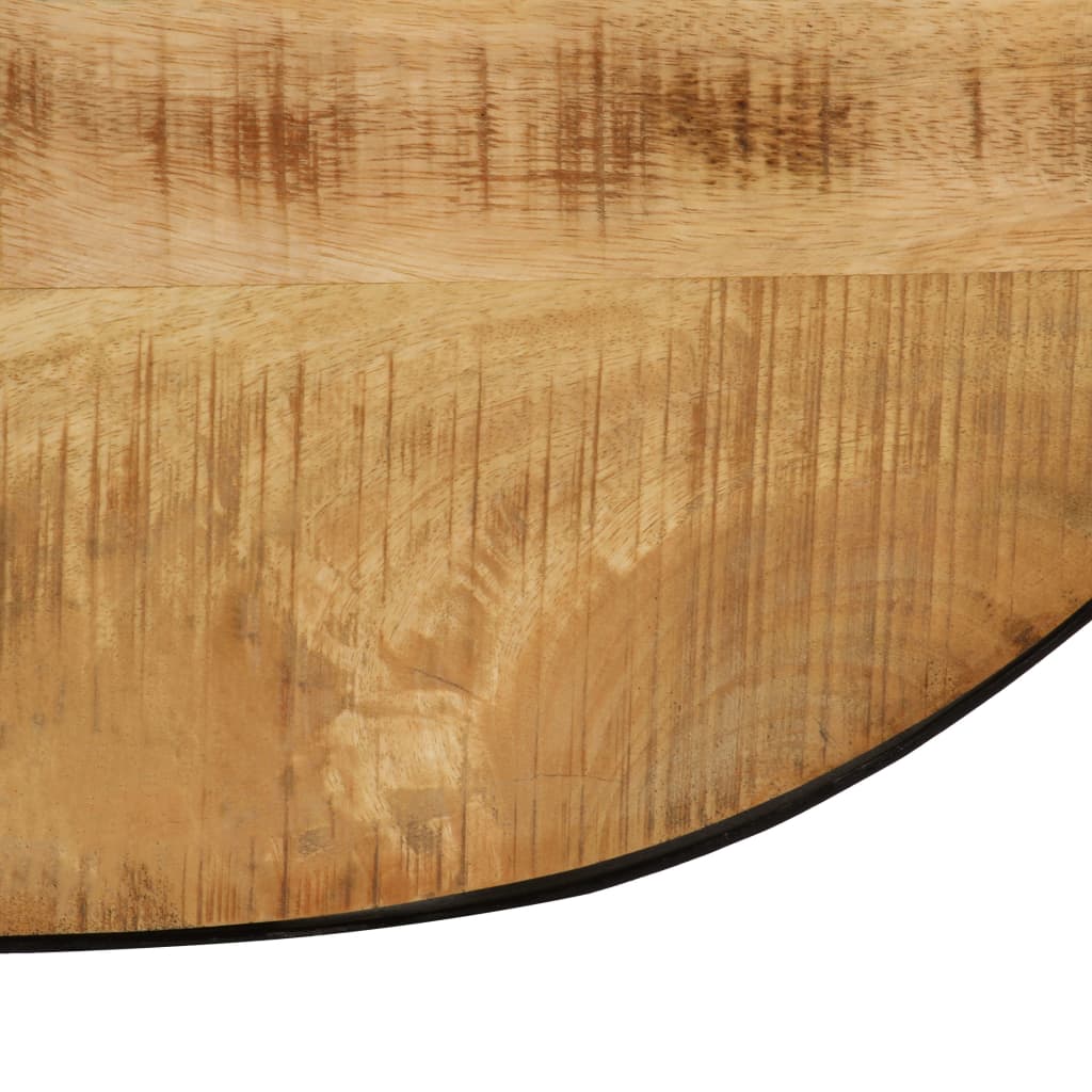 Ovális alakú tömör, nyers mangófa és acél dohányzóasztal 100 cm 