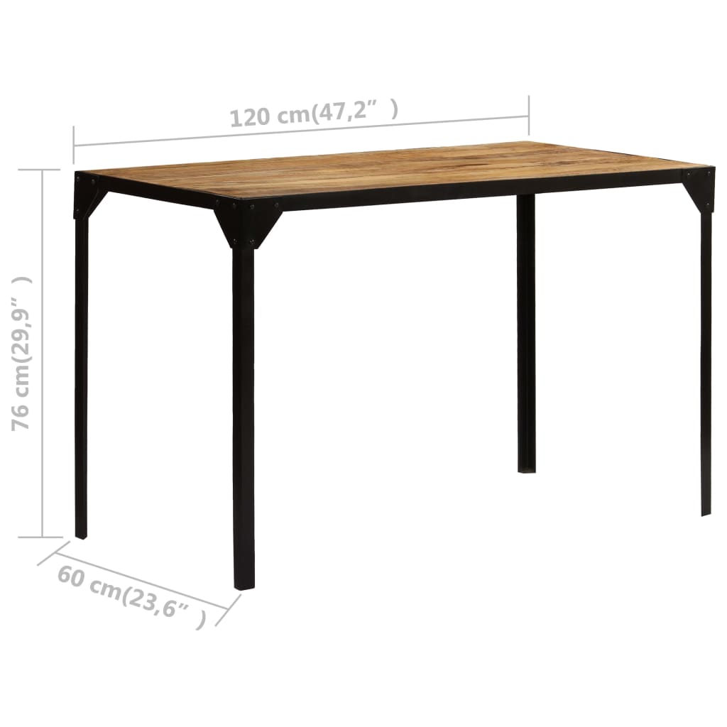  Jedálenský stôl 120 cm masívne surové mangovníkové drevo a oceľ